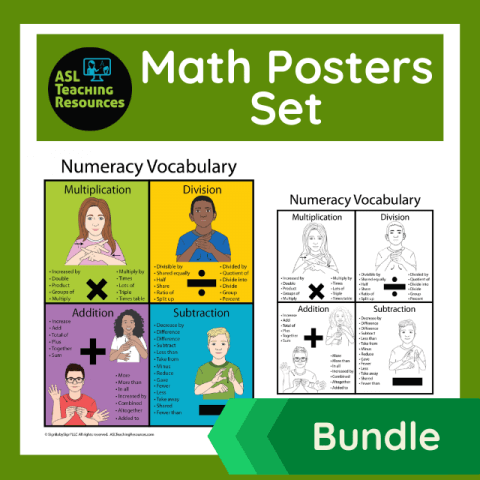 Sign Language Posters Math Set Asl Teaching Resources