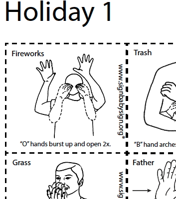 ASL Flash Cards - Holiday part 1, Set of 12 words, Sign Language
