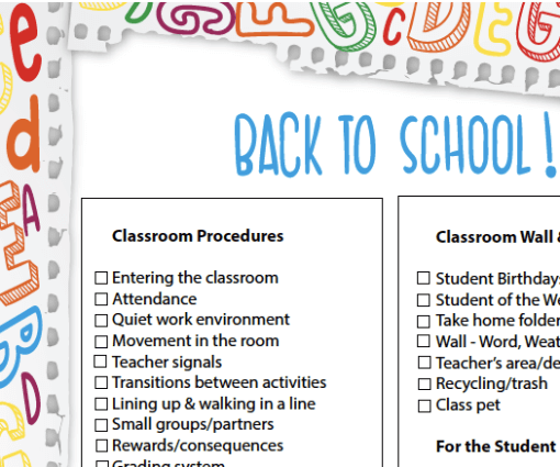 Teacher - Back to School Check Off