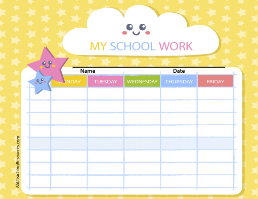 My School Work Chart