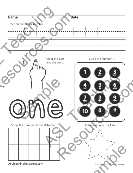 Numbers Practice 1-10 sample