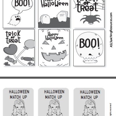 Games Halloween ASL Matchup Cards B-W