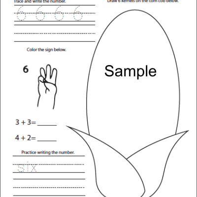 ASL Numbers Practice Corn 1-10 sample