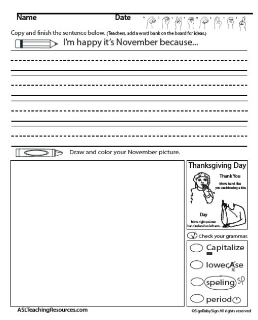 Writing I'm Happy-November ASL Sample