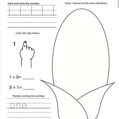 Numbers Counting Corn 1-5