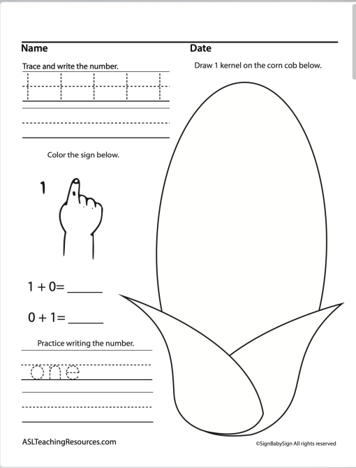 Numbers Counting Corn 1-5