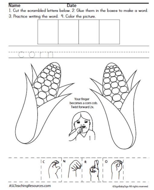 ASL Writing Thanksgiving sample