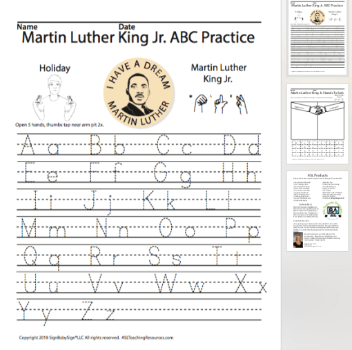 MLK ABC Writing Practice and Hands To Sort