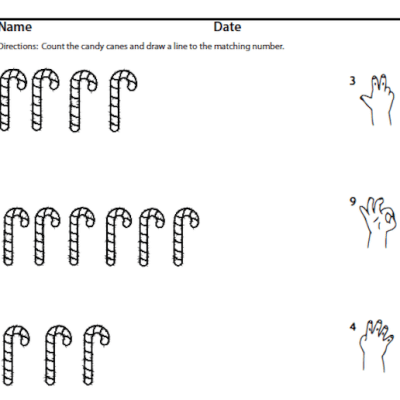 Numbers ASL Count Candy Canes sign language sample