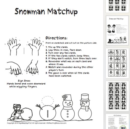 Snowman Game Matchups Full Version B/W