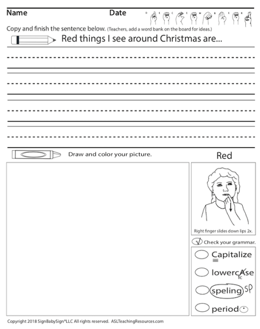 ASL Writing Prompts December Sample 1