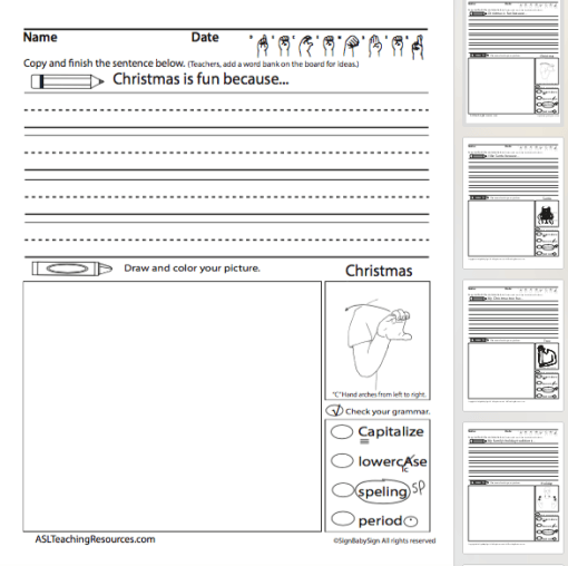 Writing Prompts December Sign Language Sample