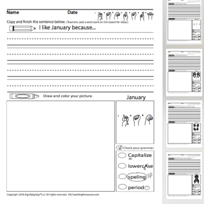 Writing Prompts January Sign Language Sample