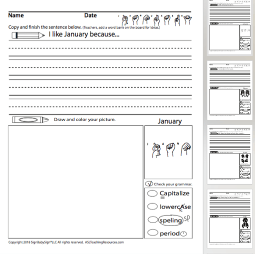Writing Prompts January Sign Language Sample