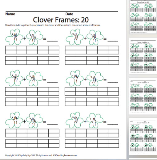 March Clover Ten Frames: 1-20 (Math)