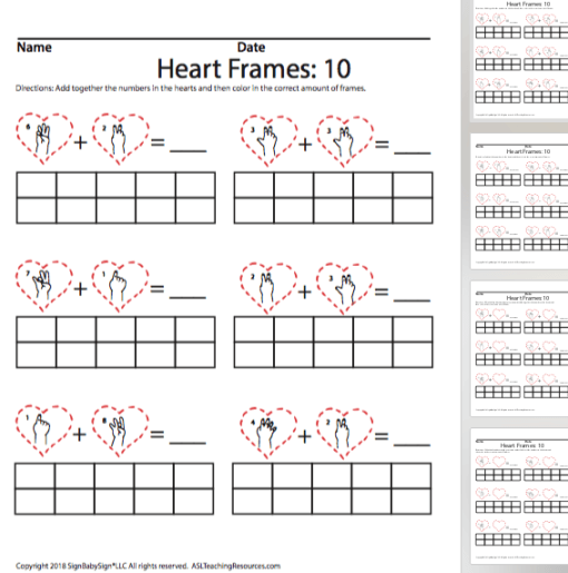 February Heart Ten Frame: 1-10 (Math)