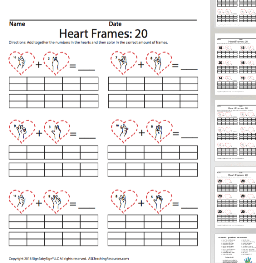 February Heart Ten Frames: 1-20 (Math)