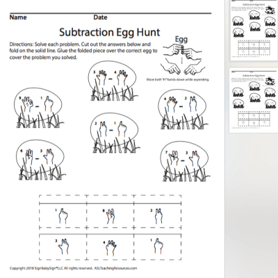 April Subtraction Egg Hunt