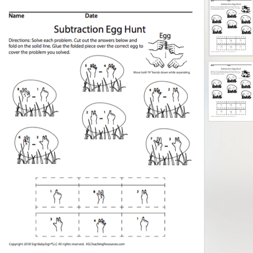April Subtraction Egg Hunt