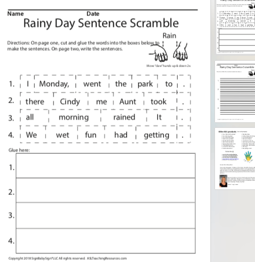 Rainy Day Sentence Scramble