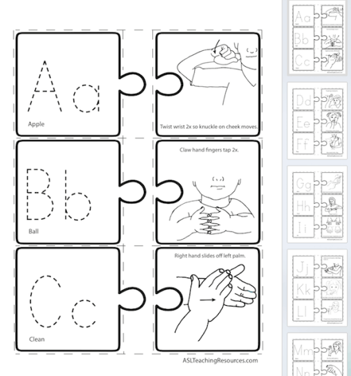 LPB 20 ABC Puzzle 1 of 3 signs Screen Shot sign language