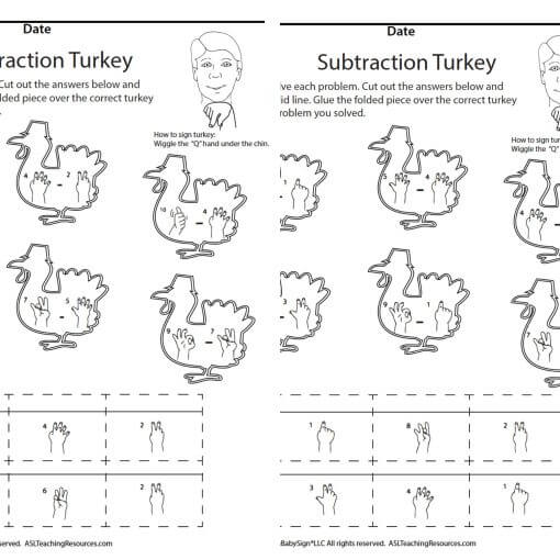 Nov Subtraction Turkey ASL screen shot