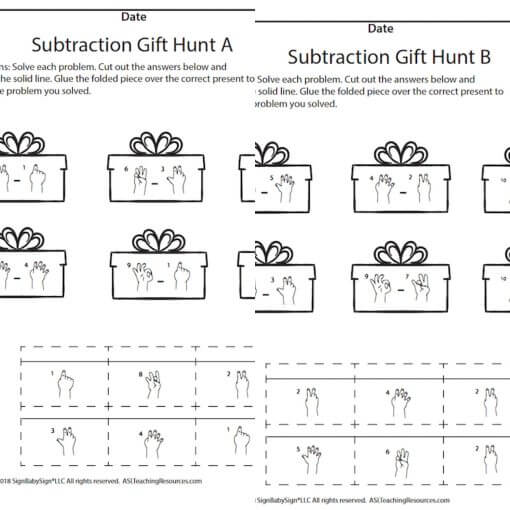 December Subtraction Gift Hunt A B screen shot Sign Language