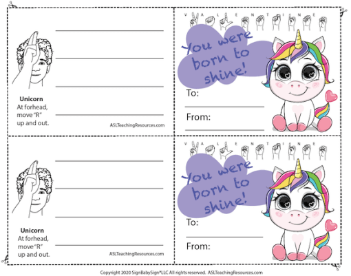 Valentine Baby Unicorn Cards
