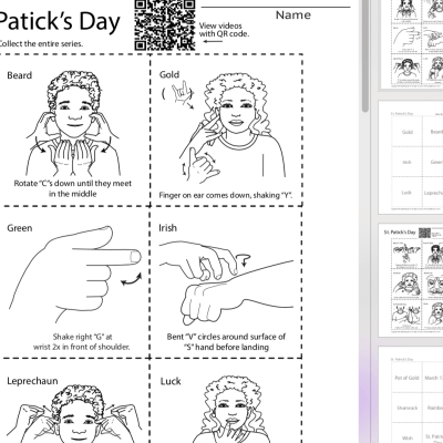 ASL Flash Cards St. Patrick's Day 2-Sided
