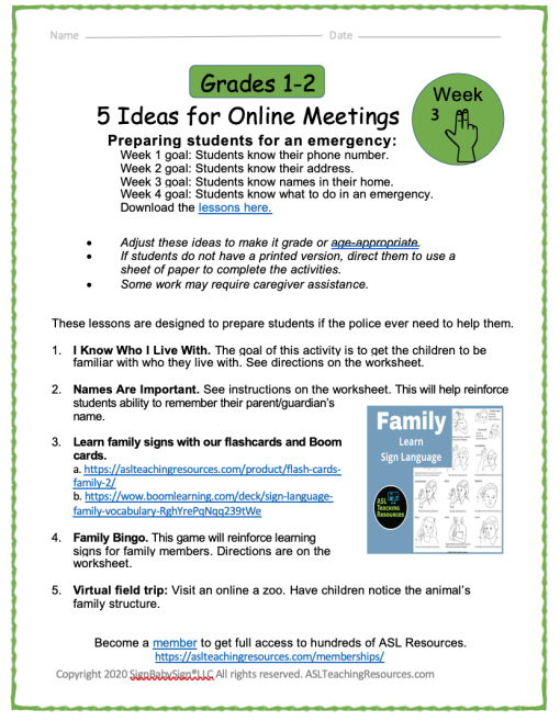 5 Ideas for Online Learning Grades 1-2 Week 3