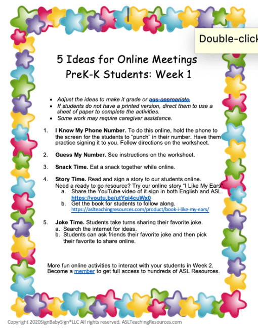 5 Ideas for Online Learning PreK-K Week 1