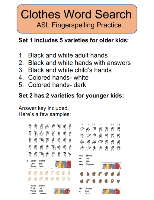 Clothes Word Search