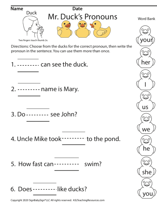 Mr. Duck's Pronouns Grades 1-2 - Image 3