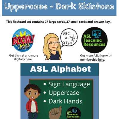 ASL ABC Uppercase - Dark Skin Flashcards