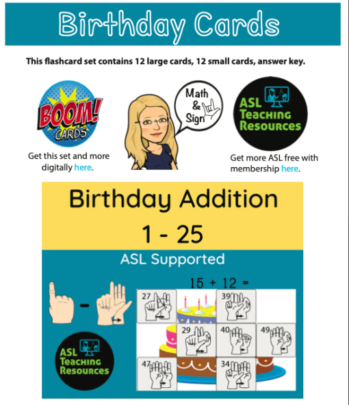 ASL Birthday Addition 1-25 Flashcards