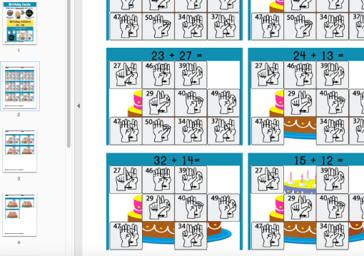 ASL Birthday Addition 10-50 Flashcards - Image 2