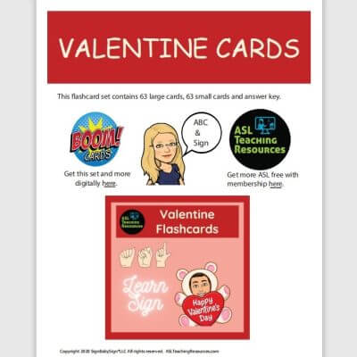 ASL Valentine Game Flashcards