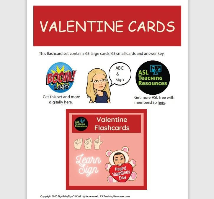 ASL Valentine Game Flashcards