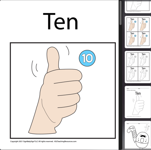 Numbers Coloring Sheets & Wall Charts Light Skin - 10
