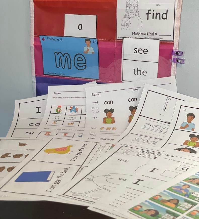 sight words worksheets with sign language