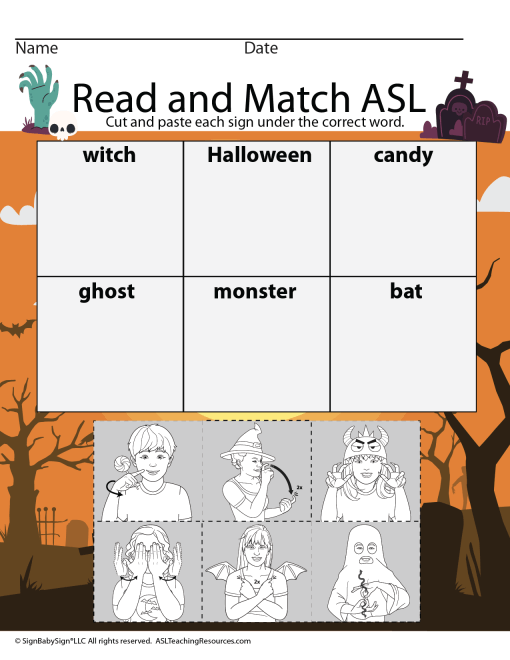 Games for Sign Language - Halloween Crosswords & Read and Match - Image 3