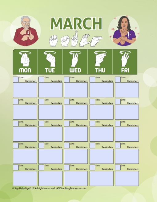 ASL Monthly Planner Editable - Spring (Undated) - Image 4