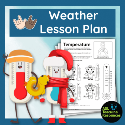 image feature two temperature gauges one red and dressed for how weather. the other is blue and dressed for cold weather. next to temperature characters are temperature worksheets