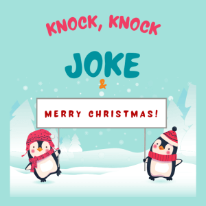 Penguins holding a merry christmas sign