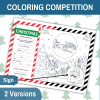 Christmas Coloring Contest with colored boarder and in black and white. Includes ASL sign.