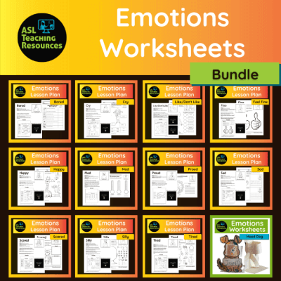 Sign Language Social-Emotional Learning Emotions Worksheets Bundle