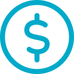 Blue circle Icon with dollar sign.