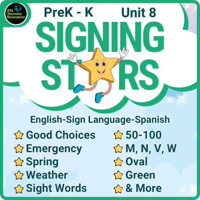 Signing Stars Curriculum Unit 8 PreK & Kindergarten activities. Themes and more with ASL, English, & Spanish.