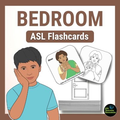 Bedroom ASL Flashcards preview showing illustrated signs for children.