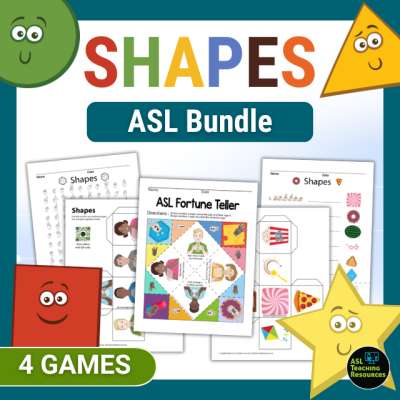 ASL shapes game bundle featuring 2D shape printables and colorful activities for early education and special needs teachers.